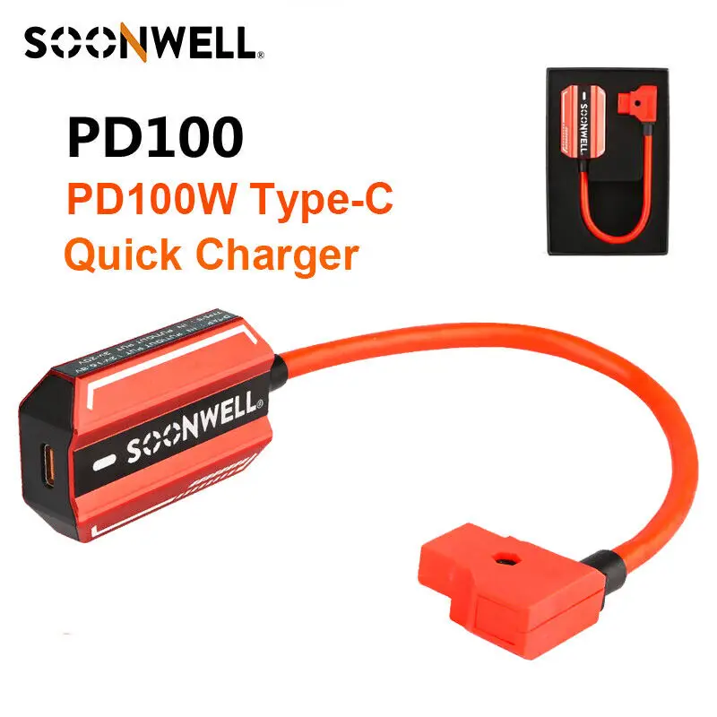 Soonwell PD100 100 W nabíjačku batérie USB PD Type-C Rýchla nabíjačka s portom D-TAP