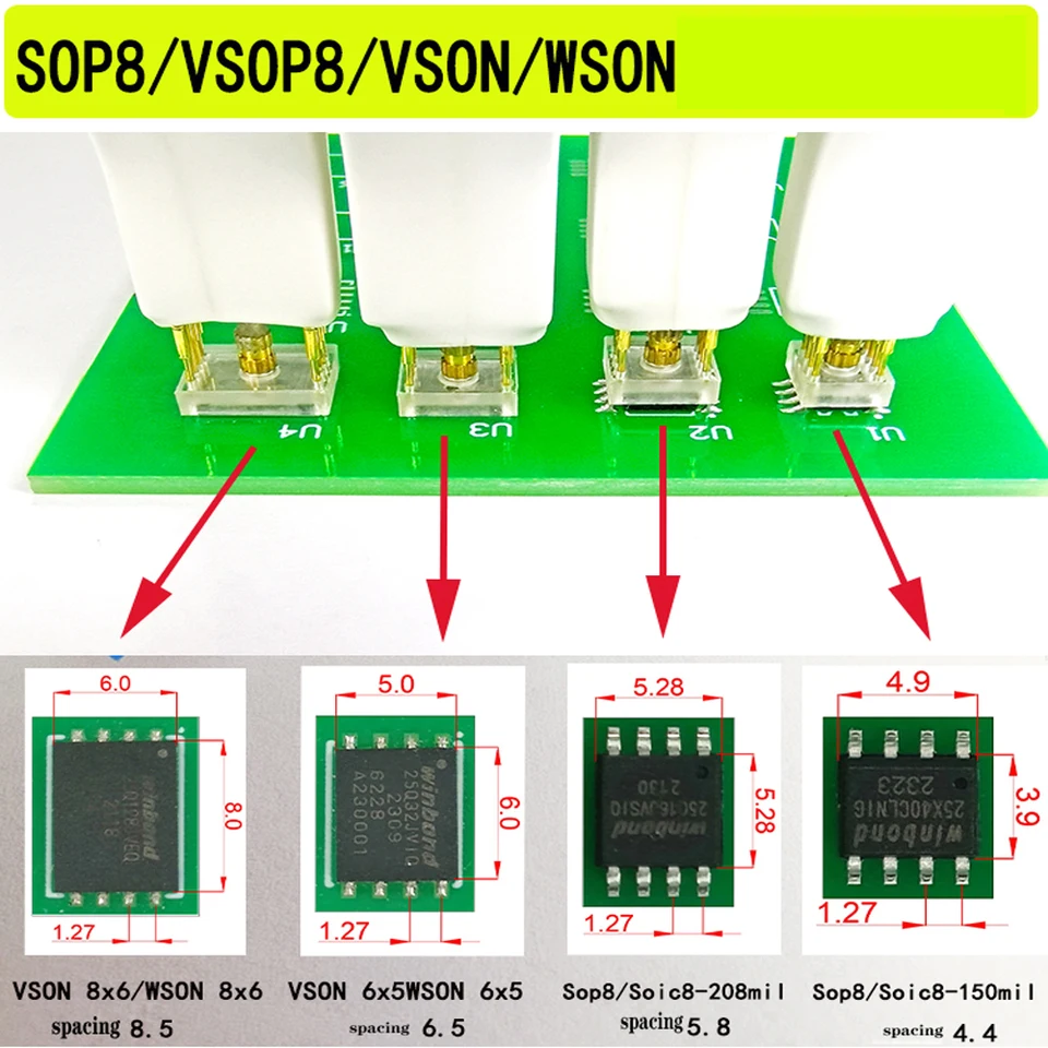 SOP8 WSON CHIP STIAHNUTIE Burn Write sonda Sonda Spring Needle Flash EEPROM Burner Burner SOP8 WSON