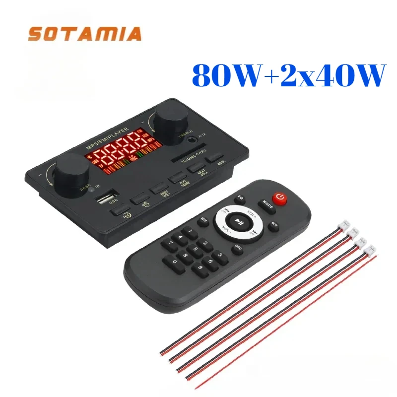 Sotamia Bluetooth zosilňovač 80W+2x40W HIFI Stereo Subwoofer zosilňovač Audio 2.1
