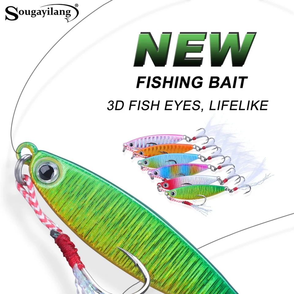 Sougayilang Lively Fishing Návret s dvojitým háčikom železným tanierom Tvrdá návnada pre sladkú vodu a slanú vodu 1/6ks