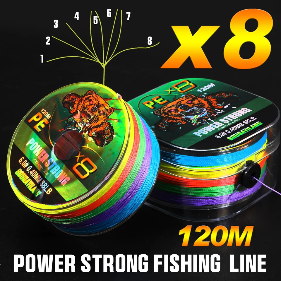 Sougayilang X8 Fihsing Line 8 Strand Braided Line 120 m Japonská rybárska linka 0,12-0,40 mm potápanie oderu Rybárske linky