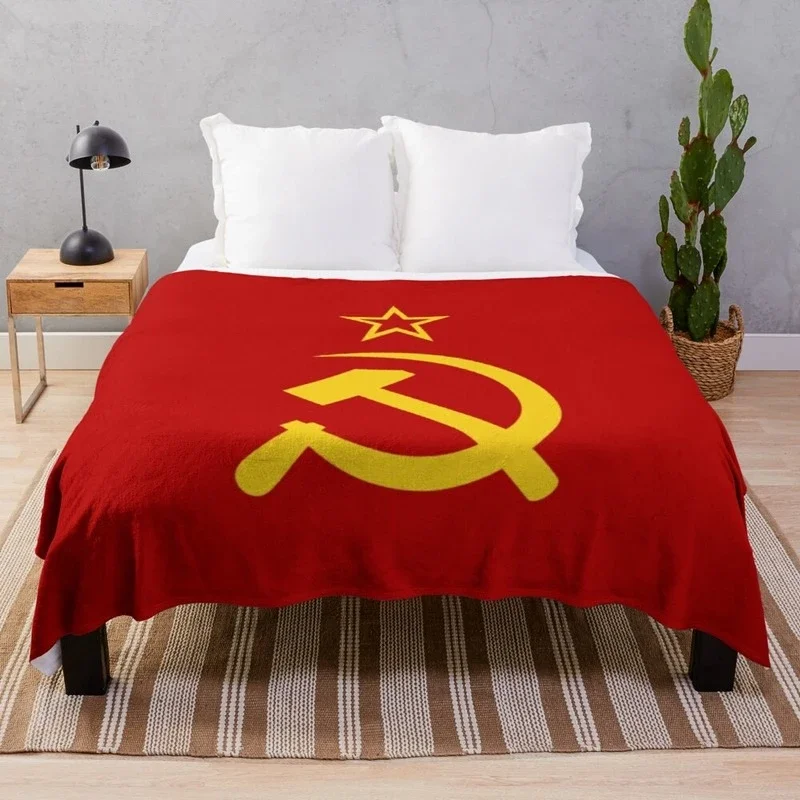 Sovietsky zväz hádzaných deka modlitby islam flanel prikrývka ZSSR Znak Červená tlačená prikrývka pre darčeky na posteľ s posteľou pohovky