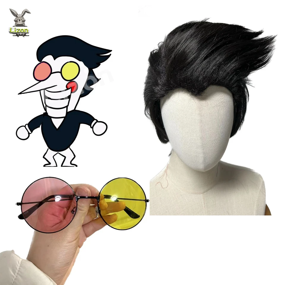 Spamton cosplay okuliare spamton parochňa ružové žlté okrúhle okuliare