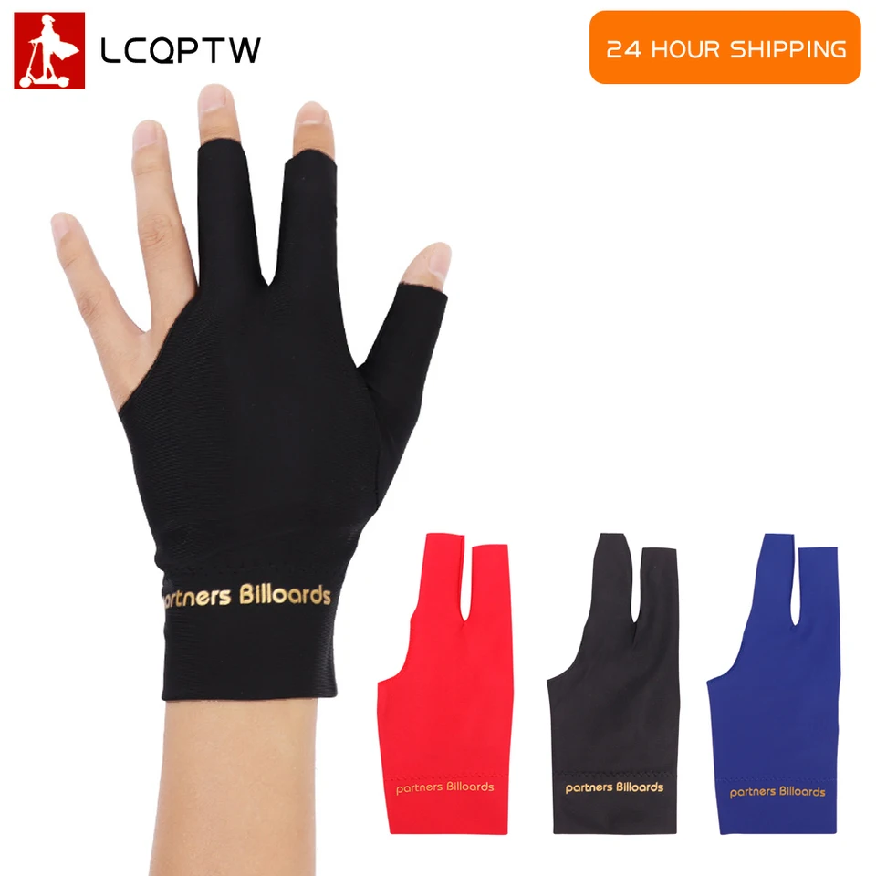 Spandex snooker biliard cue glove bazén ľavá ruka otvorená tri prsty pre unisex žien a mužov 4 farby 1ks