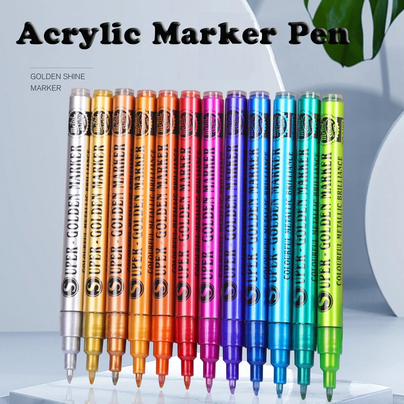 Sparkle Art Markers 12ks trblietky kovové akrylové farby perá super zlaté pre zošity