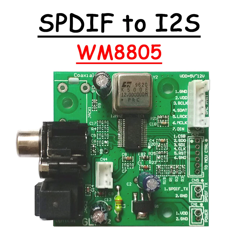 Spdif koaxiálne vlákno WM8805 prijímací doska, výstupný výstupný výstupný vzorkovanie 32 kHz- 192 kHz DIY Audio Player Zosilňovač