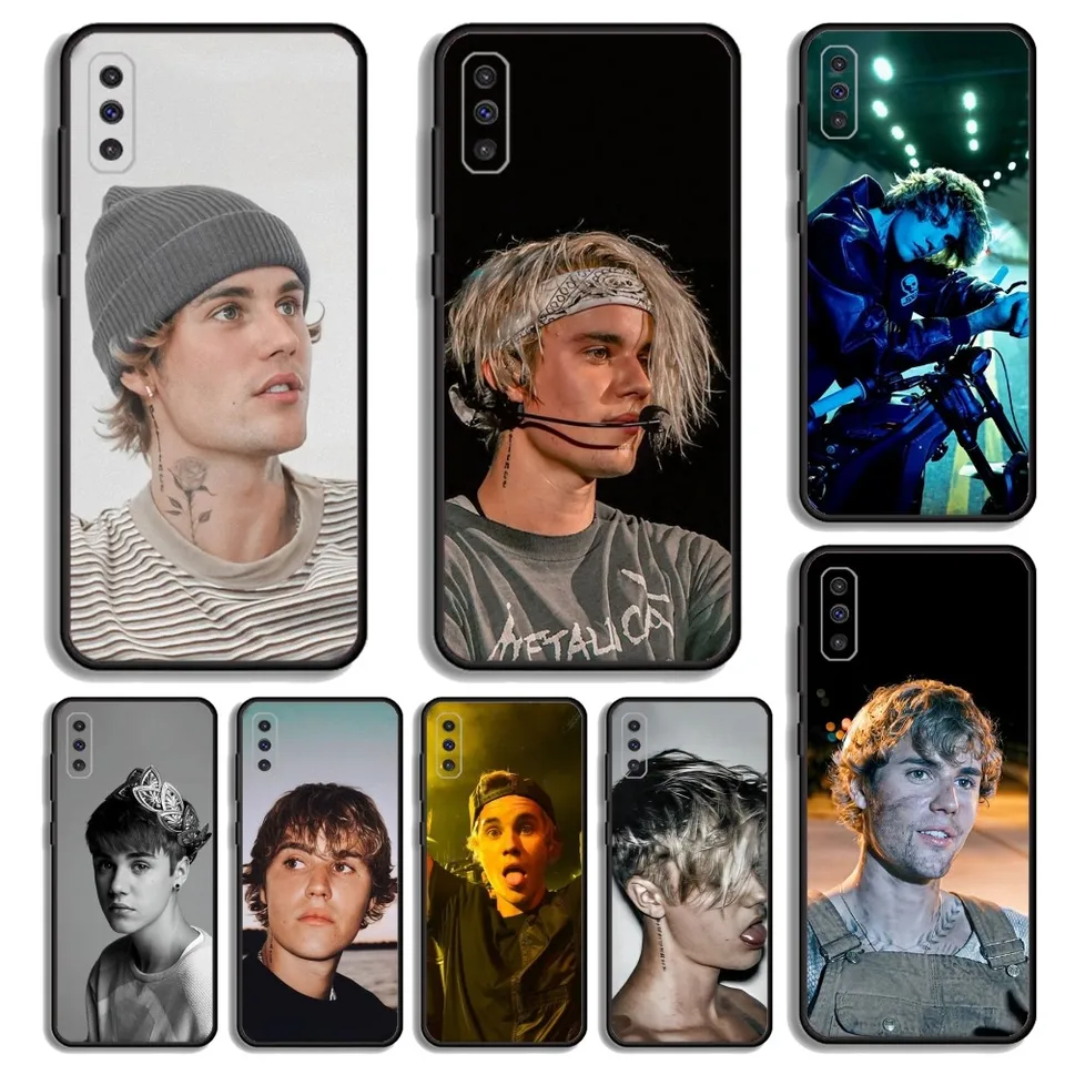 Spevák J-Justin B-Bieber telefónny prípad pre Samsung S23,23,22,30,21,10,9, Note20 Ultra, Lite, Ultra, 5G, Plus, Fe, Black Soft Case