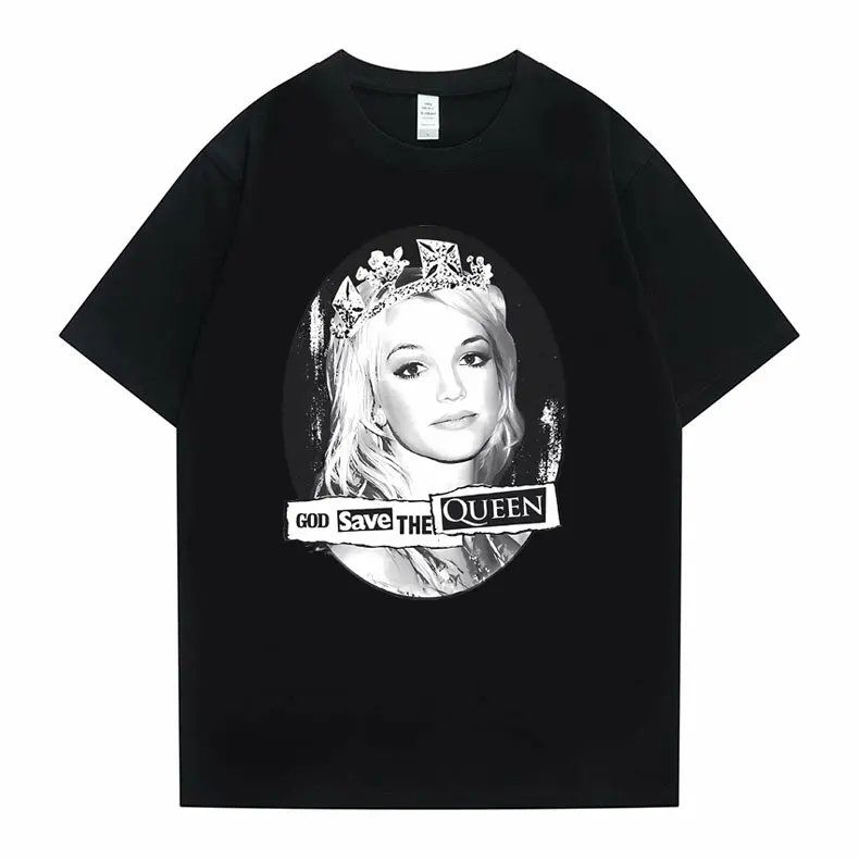 Speváčka Britney Spears God Save the Queen Grafické tričko Men Menže módne vintage nadmerné tričká