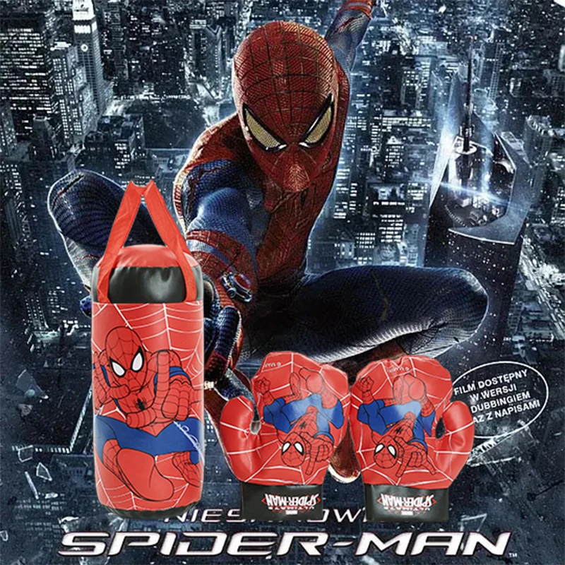 Spider Man Detská mini boxová súprava rukavice+taška anime karikatúra roztomilý športový hračku telesný tréning chlapče dievča narodeniny x-mas darček
