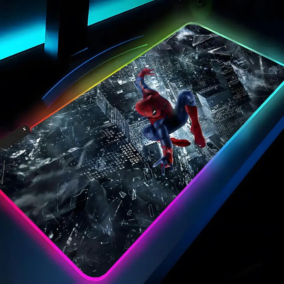 Spider-Man myš Pad RGB XXL NAPOHLASŤ MAT MAT Gaming MousePad Podskupina Klávesnica Gamer Girl Dievčatá stolové podložky