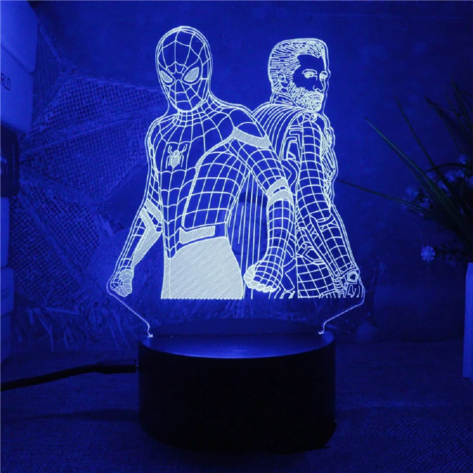Spiderman 3D akrylové nočné svetlo USB Stereo LED Desk LAMp Phantom Light Prekvapenie narodeninové darček LED svetlo pomocou USB a batérie