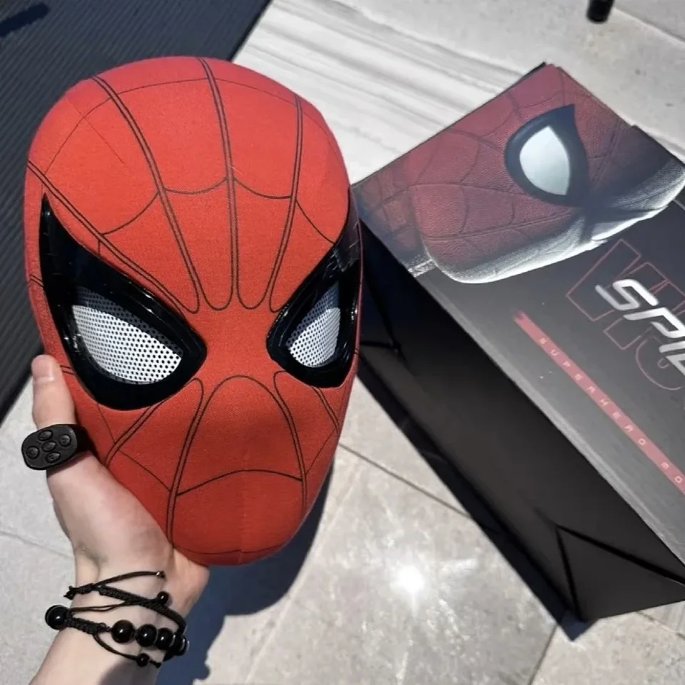 Spiderman Mask Eyes Movinable diaľkové ovládanie Spiderman maska ​​Peter Parker Halloween Cosplay kostým masky spandex tkanina materiál