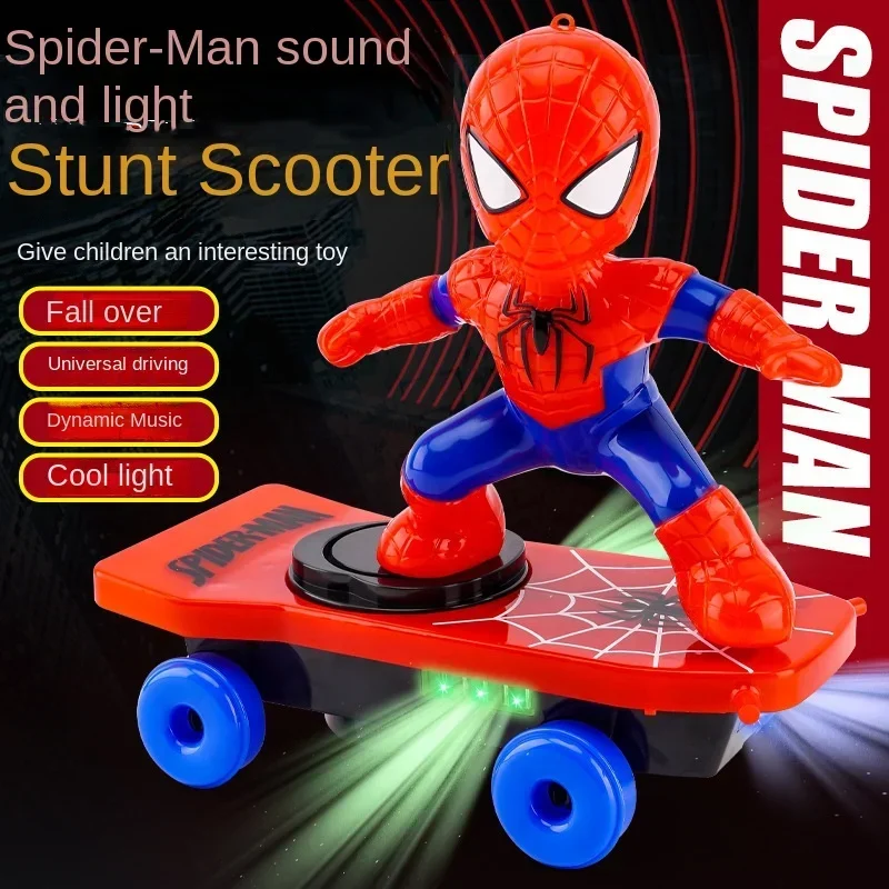 Spiderman Nový automatický flip rotácia skateboard akusto-optické auto elektrická hudba hračky hračky vianočný darček Anime