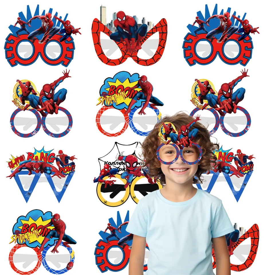 Spiderman Paper Party Glasses narodeniny uprednostňuje Spider Man Masks Party Dodávky fotografií rekvizity Detské darčeky pre deti dekorácia