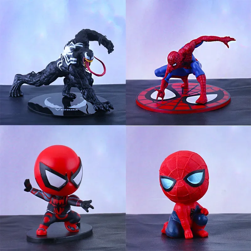 Spiderman Venom Hulk Iron Man Cartoon Movie Avengers Hero Anime Figure Ornament Doplnky roztomilý model torta