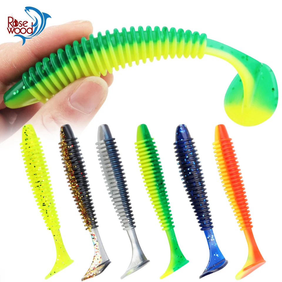 SpinPoler Soft Worm Fishing Láska pádla T Tail Swimbait 12cm Jigging Wobblers Umelý silikónový výkyv nárazu prsteň leurre