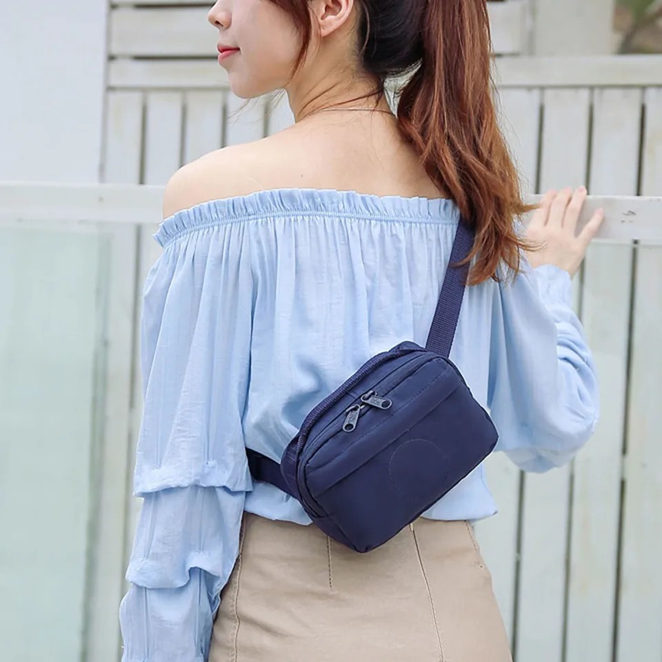 Splash Proof Sling Bag pre športové horizontálne krížové ramenné vrecko Fanny Balíček tlačený zips Unisex Bag Logo