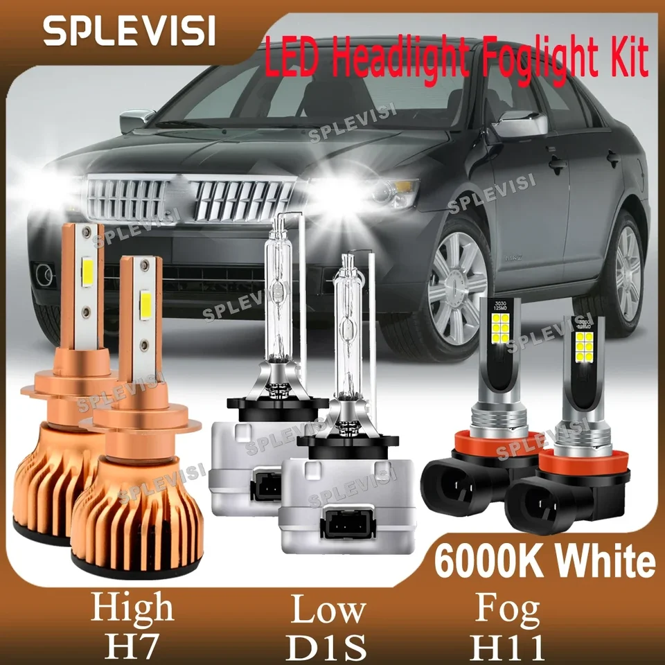 SPLEVISI AUTO LAMP HID WHITE 6000K LED svetlomet H7 HID D1S XENON LOW BEAM H11 FOGLAMP pre Lincoln MKZ 2007 2008 2009