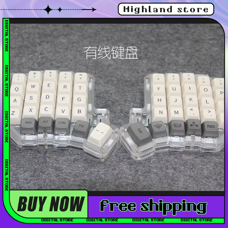 Split Mechanical Keyboard Kit 58 Klávesy HORKÝ SWAP PC s gombíkom Prispôsobenie polohovacej dosky Podpora tesnenia VIAL PC PC AKOMER