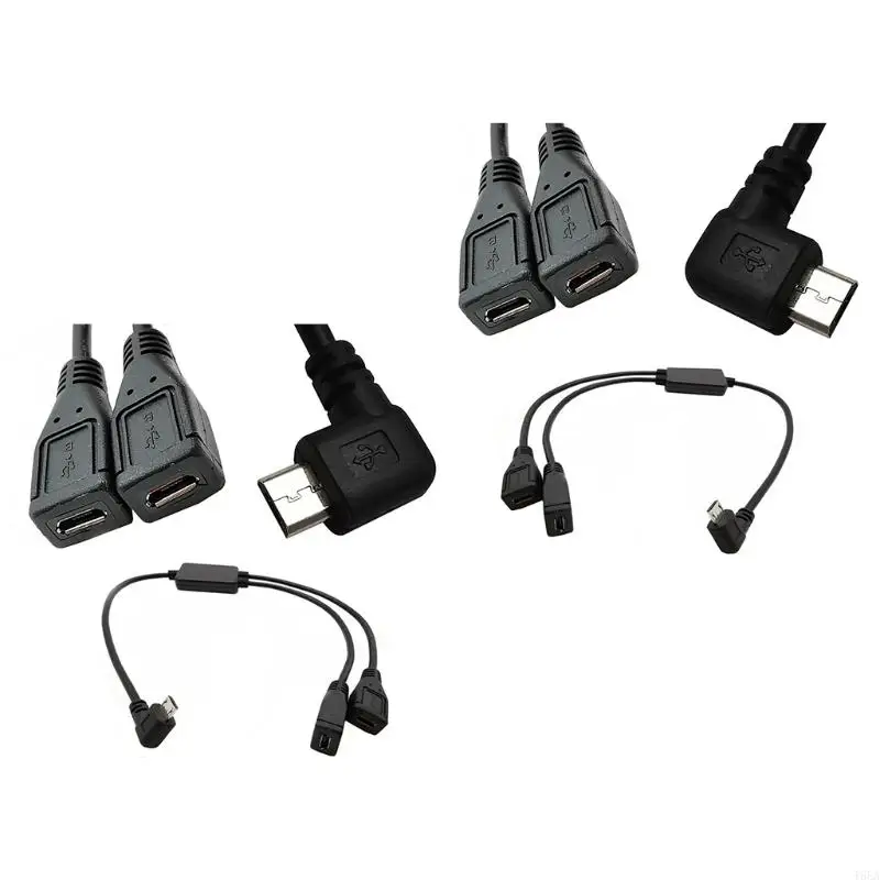 Splitter T5EA a kábel micro USB, 5-kolíkový muž do 2 samíc, ľavý dátový kábel 2-v-1, polovičný 30 cm adaptér
