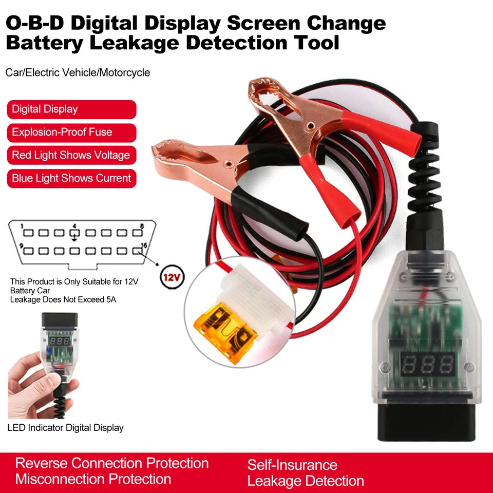 Spona batérie OBD OBD napájací nástroj na napájanie nástroja Núdzové napájanie chrániča ECU Pamäťový kábel