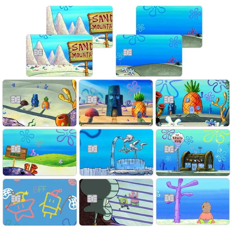 SpongeBob Bikini spodná karikatúra Kreditné nálepky na kreditnú kartu Cover Cover Cover nálepka Viker debetné bankové poplatky Card Card nepremokavé nálepky lepidla späť