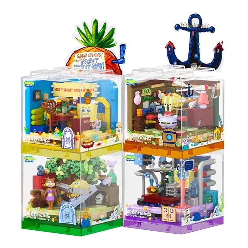 SpongeBob Budova blokuje Sandy Patrick Star Squidward Clony Zhromaždené hračky anime periférne postavy narodeniny darčeky