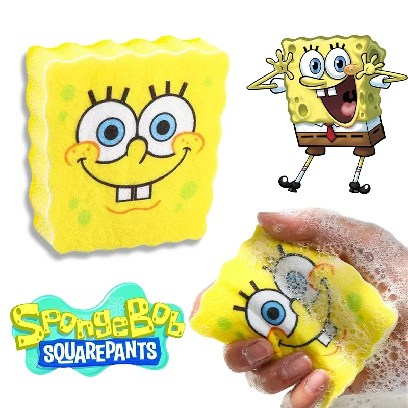 SpongeBob Dish Washing Sponge Funny Cartoon Anime Cleaning Deti Odstráňte škvrny kuchynské doplnky Kefka Časť opätovne použiteľné roztomilé špongie