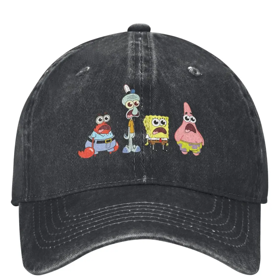 SpongeBob Squarepants Cast Group Stare Baseball Cap Casual Men Dospelý trucker klobúk klobúk Sunkreen Outdoor Sports Baseball Caps Darček
