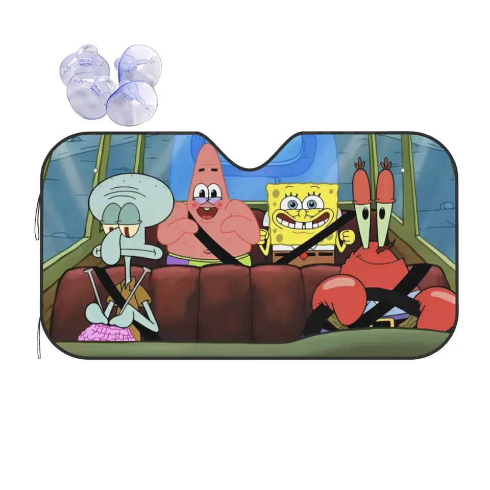 SpongeBobed Cartoon Anime čelné sklo Sunshade Sunshade Skladacie auto predné okno Visor 76x140cm