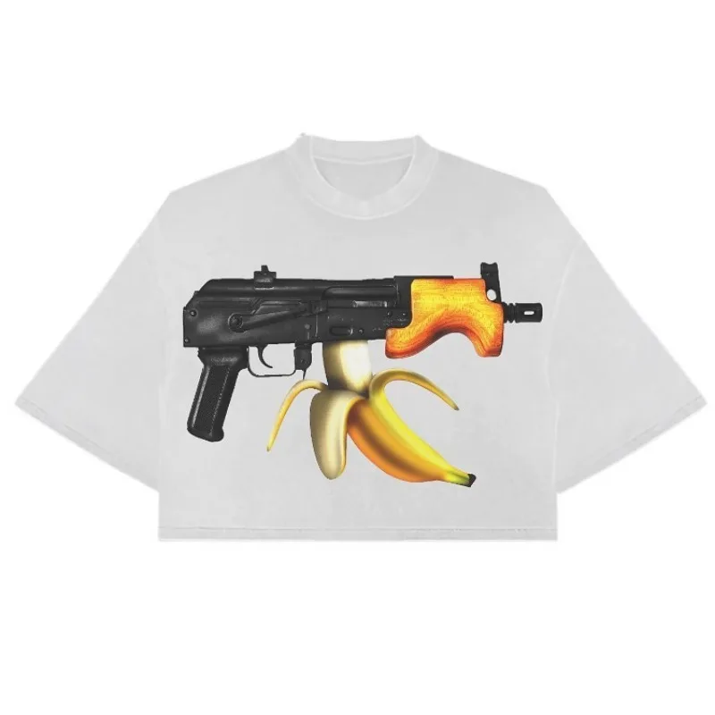Spoof banánové pištoľ Graphic tlat Fun Trihed Tričká pre mužov harajuku vintage letné leto nová hip-hopová hip-hop všestranná topy y2k