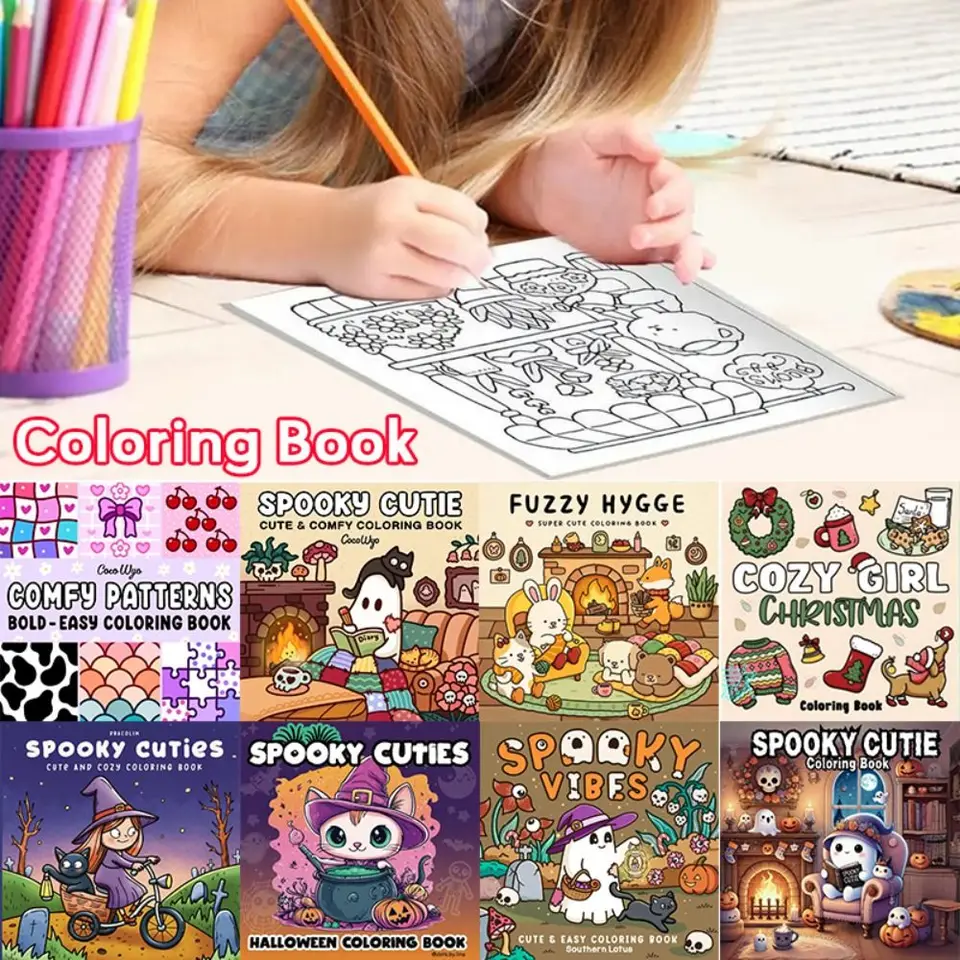 Spooky cutie sfarbenie knihy v útulných chvíľach pre relaxáciu s rozkošnými strašidelnými tvormi Doodles Book Educational