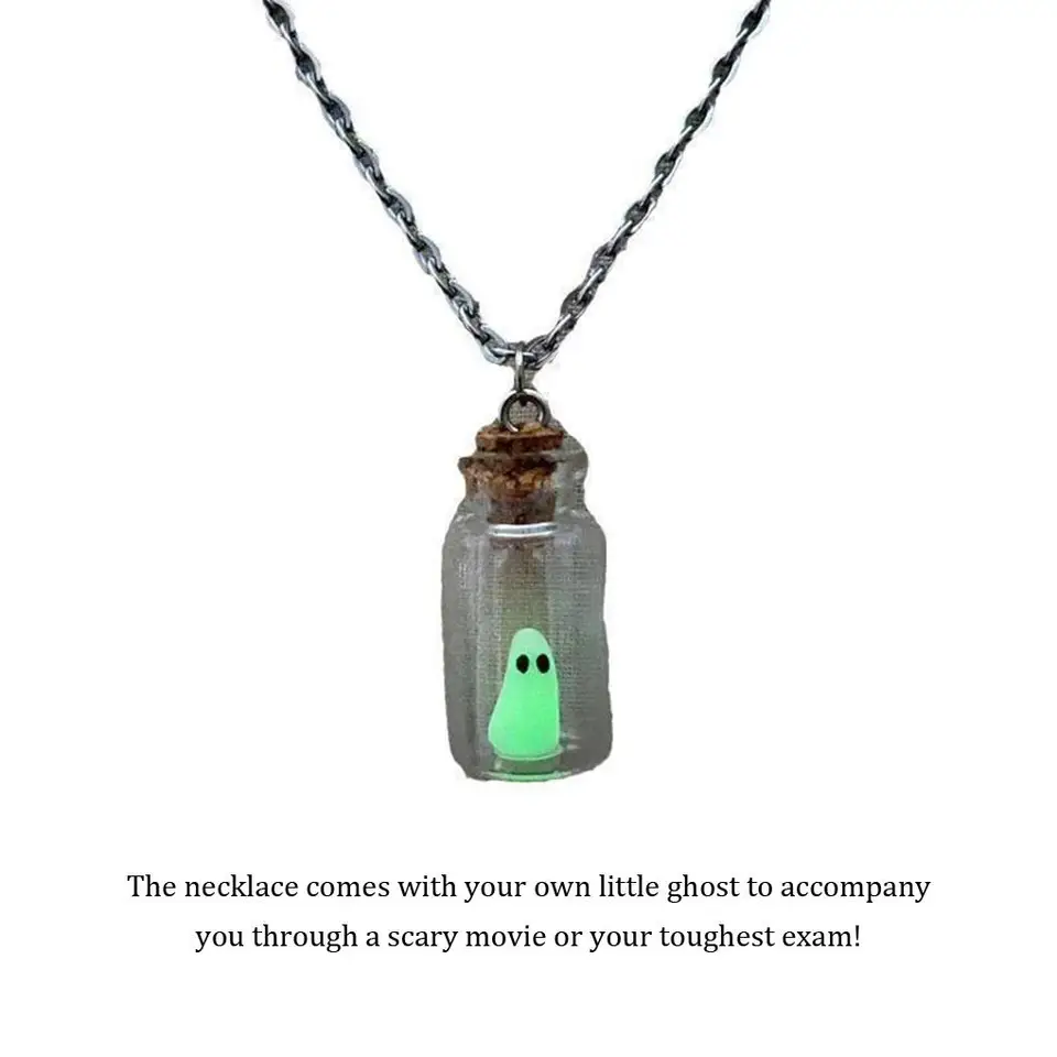 Spooky Ghost náhrdelník Drifting fľaša Luminát Halloween Decoration Horor tematické večierky duchovia fľaša kreatívny prívesok