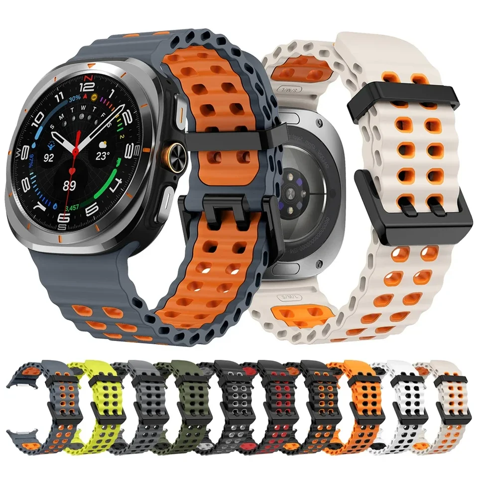 Sport Two-Tone Marine Band pre Samsung Galaxy Watch Ultra 47 mm Silikónový remienok Náramok hodiniek 1: 1 Pôvodné príslušenstvo