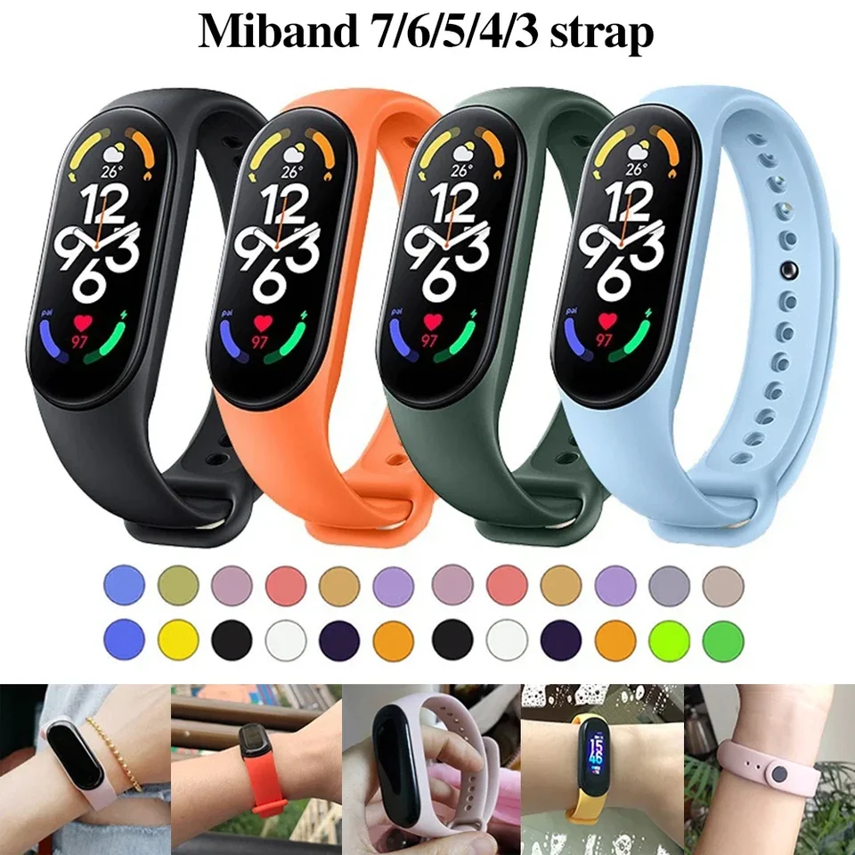 Sport WatchBand for Xiaomi Mi Band 7 náramok zápästia Miband 5 6 NFC náhradný pulzera silikónový korea Mi pásik 8 7 6 3 4 5 remienok