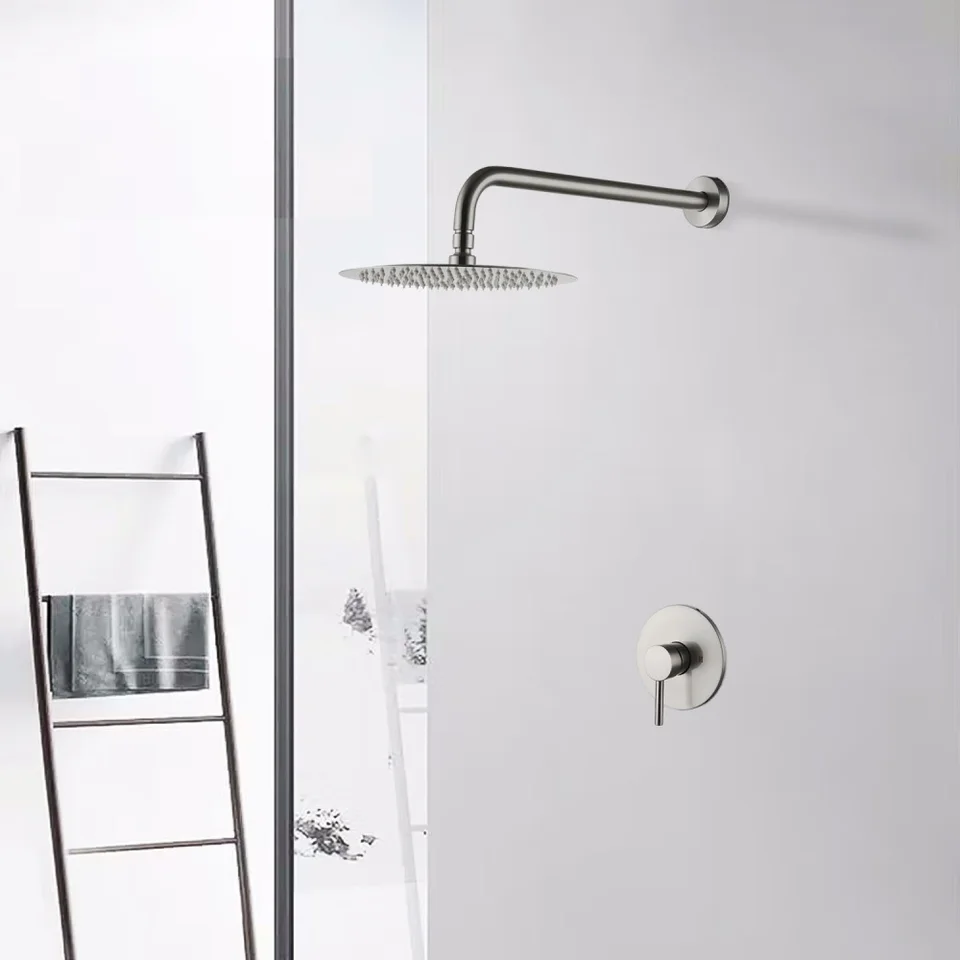 Sprchový kohútik namontovaný na stenu v kefovanom nikle (vrátane ventilu)