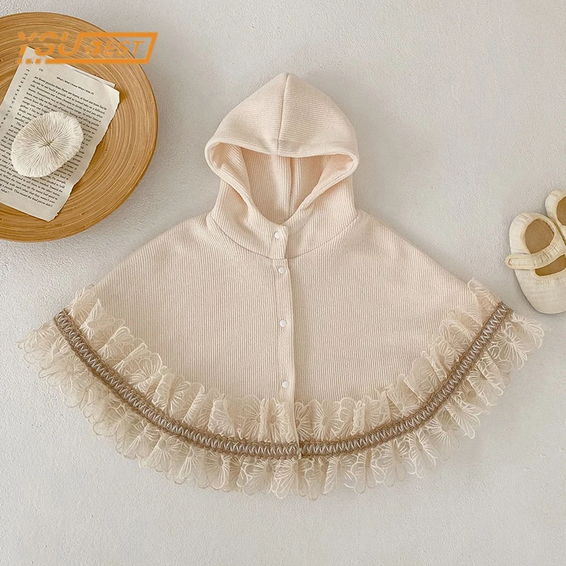 Spring Kids Cardigan Cast Clothes Dojčenské detské dievčatá čipkované plášťové pláštenie detské detské dievčatá Dievčatá s dlhým rukávom Cape