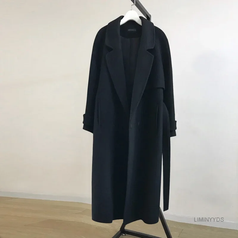 Springové ženy Zmesi vlny Trench Coat Elegantné vonkajšie oblečenie Príležitostné voľné svetové kašmíny kašmíru Kórejská Kórejská verzia A392