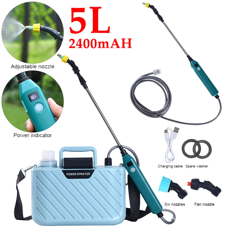 Sprinkler Electric Strešer 5L zavlažovanie nádoby s rozprašovacou pištoľou 2400 mAh