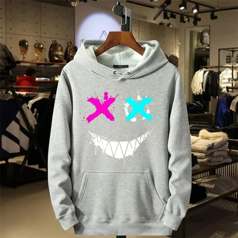 Sprisahanie úsmev tlačiareň muža mikiny hip hop hip hopová fleece mikina harajuku casual jesenná kapucňa módna módna módna stopa