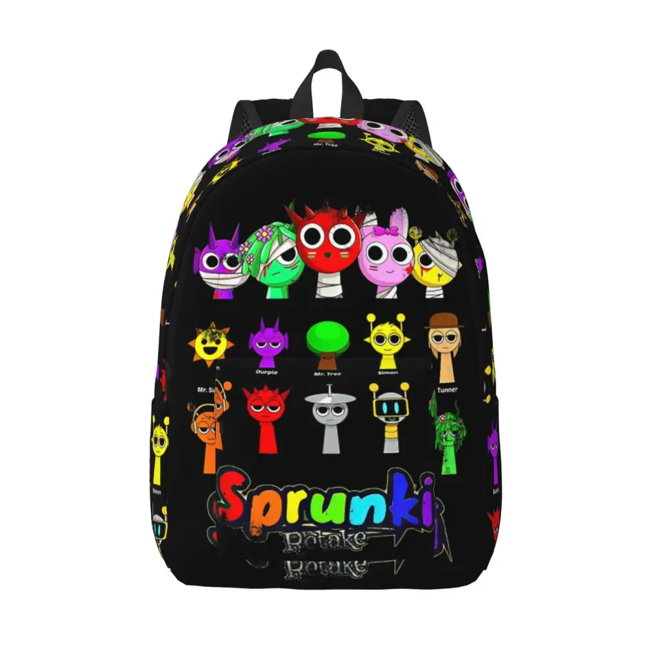 Sprunki Beats Team Classical Batoh odolný stredný škola vtipná šťastná hudba Game Game Daypack Men Dámske prenosné počítačové plátno Canvas Bags