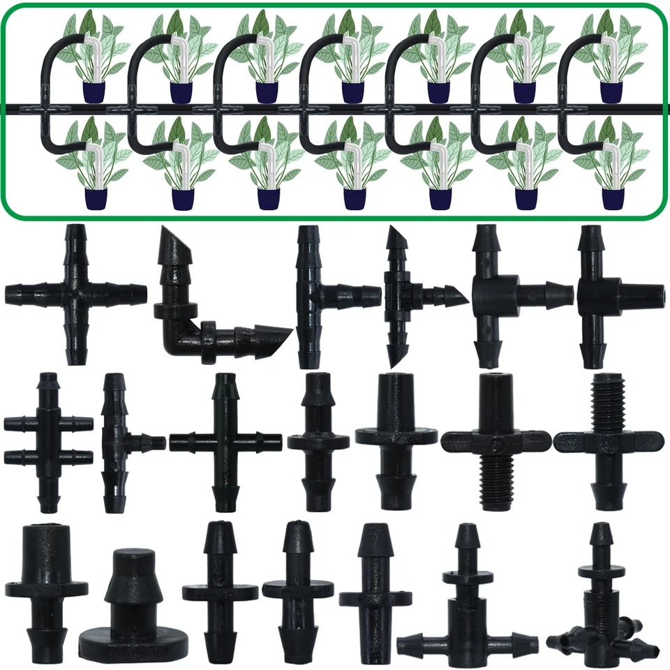 Sprycle 50ks 4/7 mm 3/5 mm hadicový kĺb kvapkania kvapkania Kad súpravy Barbed Tee Cross Eng Plug Adapter pre konektor záhradnej vody