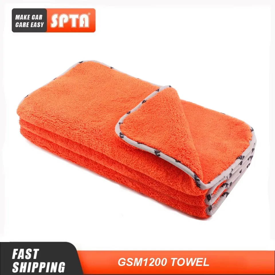 SPTA 1PC 1200 GSM CAR WASS MIKRIFIBLE ČISTENIE ČISTENIE ULTRA-HRICK 16 '' x 16 '' pre autá Sušenie domáceho leštenia Detaily