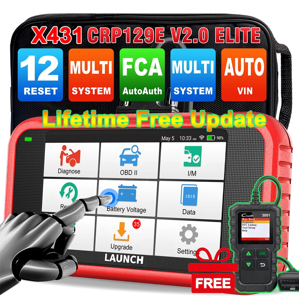 Spustenie X431 CRP129E V2.0 CAR OBD2 Diagnostické nástroje ENG ABS SRS at Oil SAS EPB TPMS DPF RESET Auto Scanner ZADARMO Aktualizácia