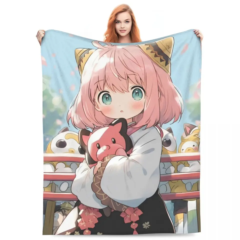 Spy x rodina kawaii anya prikrývka flanel letná klimatizácia karikatúra Anime prenosná prikrývka pre domácu vonkajšiu lôžko