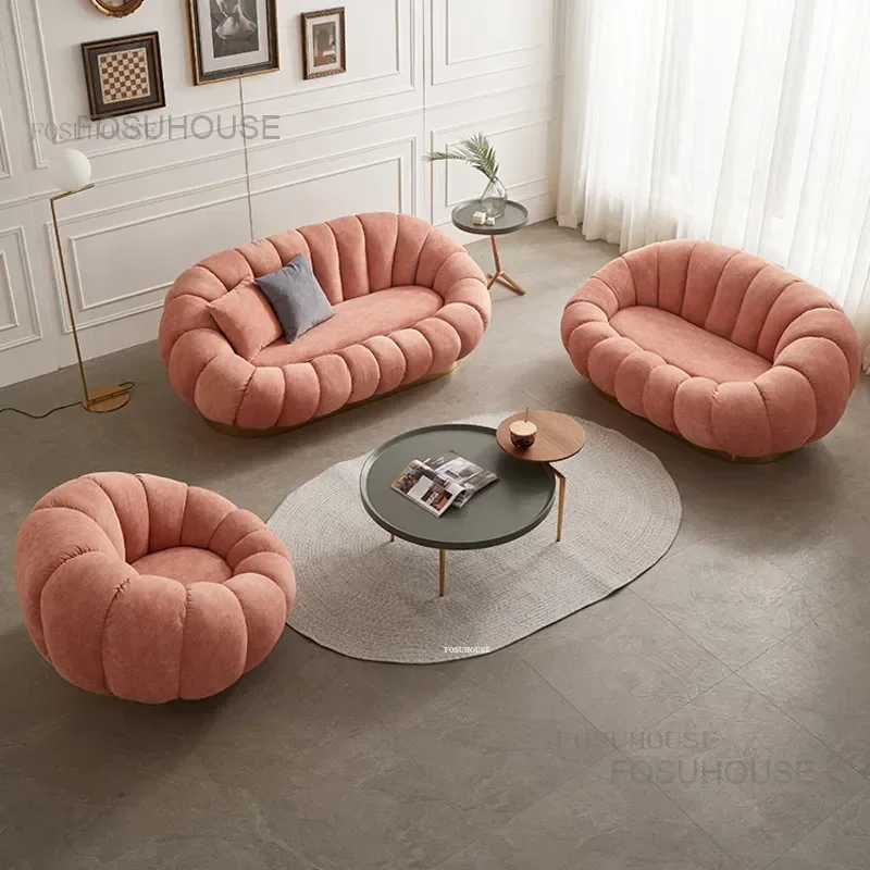 Spálňa lenivá samostatná pohovka luxusná obývacia izba pohovky malá rodina Balkón Cashmere Pumpkin Leisure Armchair Domáci nábytok s