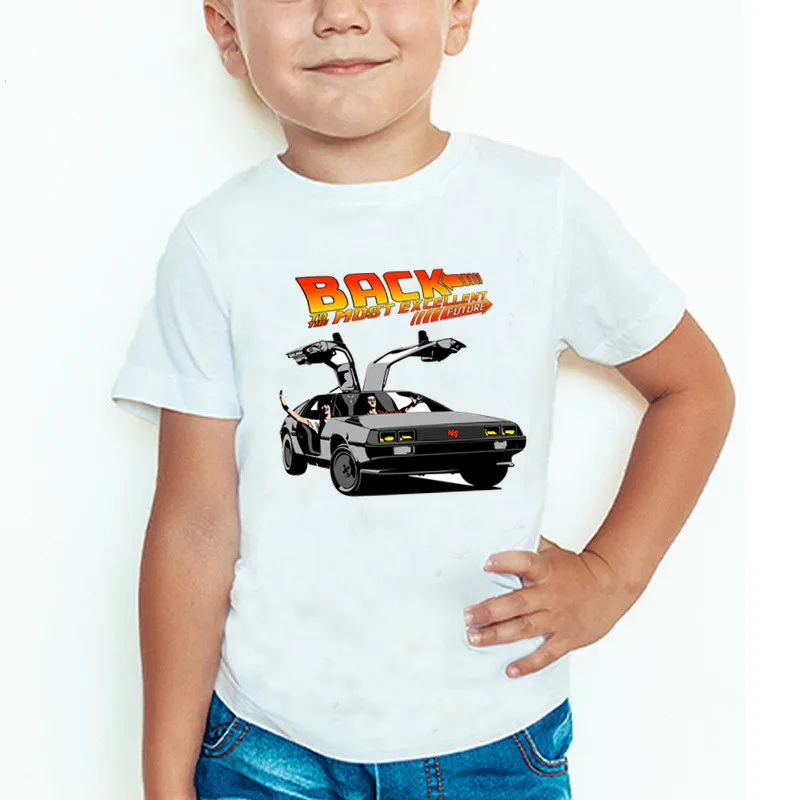 Späť na budúcnosť DMC DeLorean Print Boys Tričká leto móda cool detské tričko batoľa batoľa dievčat oblečenia Detské vrcholy
