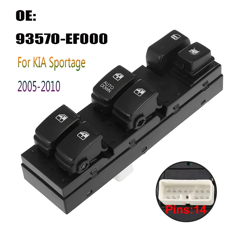 Spínač okna 93570-EF000 Auto príslušenstva pre KIA Sportage 2005-2010 Predný ľavý elektrický elektrický zdvihák ovládacie tlačidlo Automatické diely