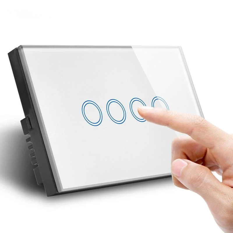 Spínač ovládacieho prvku Au/US Standard Wall Touch Screen 1/2/3/4 Gang AC 110 ~ 240 V biely/čierny/zlatý kryštálový sklenený panel bez wifi WiFi