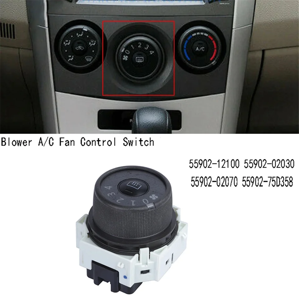 Spínač ovládacieho prvku ventilátora A/C pre Toyota Corolla Matrix 55902-12100 55902-02030 55902-02070 55902-75D358